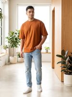 Terracotta/Brown Drop Shoulder Oversized T-Shirt