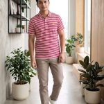Red and White Striped Polo Shirt