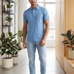 Vertical Striped/Textured Polo Shirt
