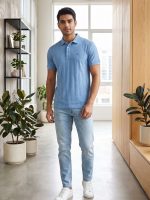 Vertical Striped/Textured Polo Shirt