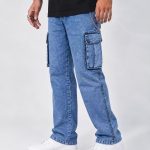 Six Pocket Cargo Jens – Light Blue
