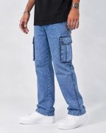 Six Pocket Cargo Jens – Light Blue
